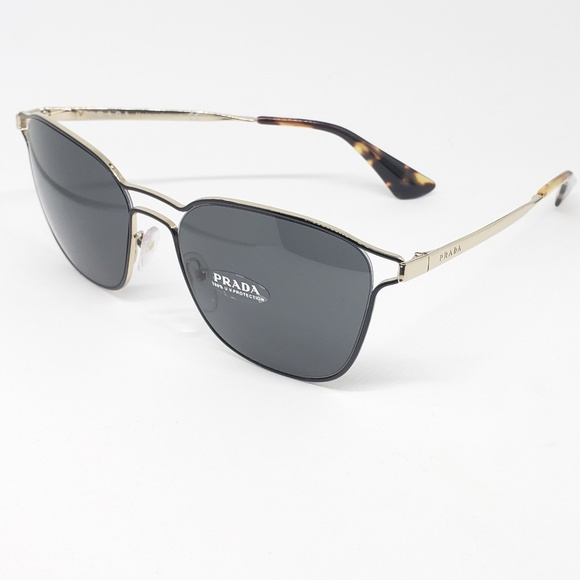 Prada Sunglasses Black/Pale Gold w/Grey - Picture 2 of 8